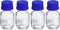PATIKIL 50mL Reagent Media Bottle, 4Pcs Round Graduated Glass Storage Bottle with Blue Screw Cap for Chemistry Lab