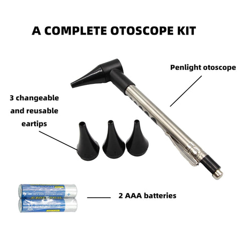 Jeashia 3X 3 2 Stainless Steel Mini Diagnostic Otoscope with Magnification, Bright LED Light, Clip and Reusable