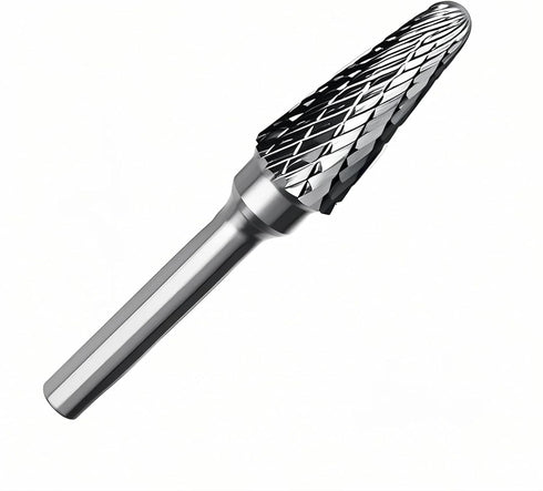 Tungsten Carbide Burr Bits - 1/2" Cutter Head, 1/4" Shaft Double Cut Rotary File Tool for Metal Woodworking
