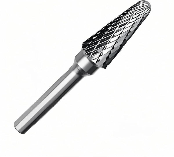 Tungsten Carbide Burr Bits - 1/2" Cutter Head, 1/4" Shaft Double Cut Rotary File Tool for Metal Woodworking