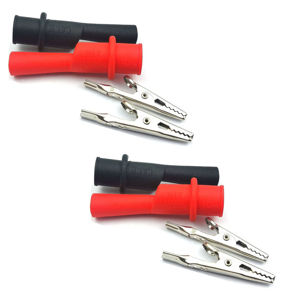 2 Pair Silicone Alligator Clips Set, 1000V 10A Test Kit, Banana Probe Clip, Compatible with Fluke Multimeter