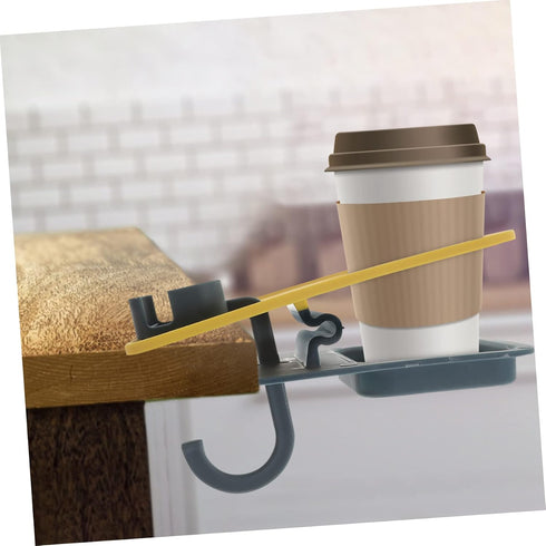 SOLUSTRE Desktop Cup Holder Clip Beverage Organizer for Office and Home Use Portable Table Side Cup Holder Hook Fits