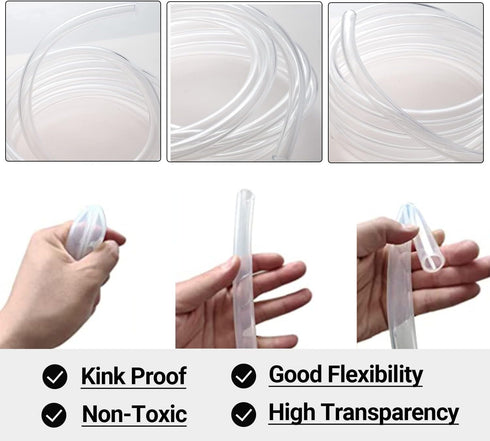 1’’ ID × 1-1/4’’ OD - 5 ft Clear Plastic Vinyl Tubing, Flexible PVC Hose for Transfer Water Air Oil