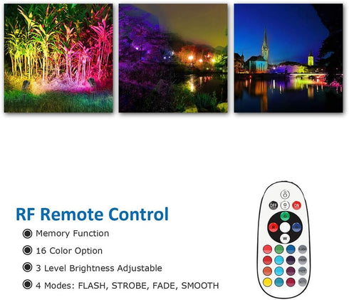 Outdoor 6W RGB LED Clip on Light, Water Resistant Adjustable Desk Stand Spotlight with Plug and Remote Control