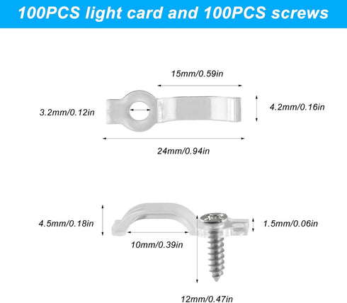 HexinYigjly 100 10mm 10mm 100 Pcs Strip Light Mounting Brackets, Outdoor LED Strip Light Mounting Clips, Led Light