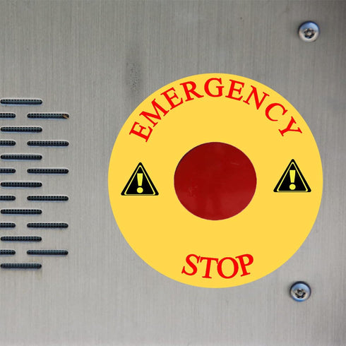 Emergency Stop Warning Sign Equipment, Emergency Stop Label Sticker, 10 Pcs Caution Safety Decals