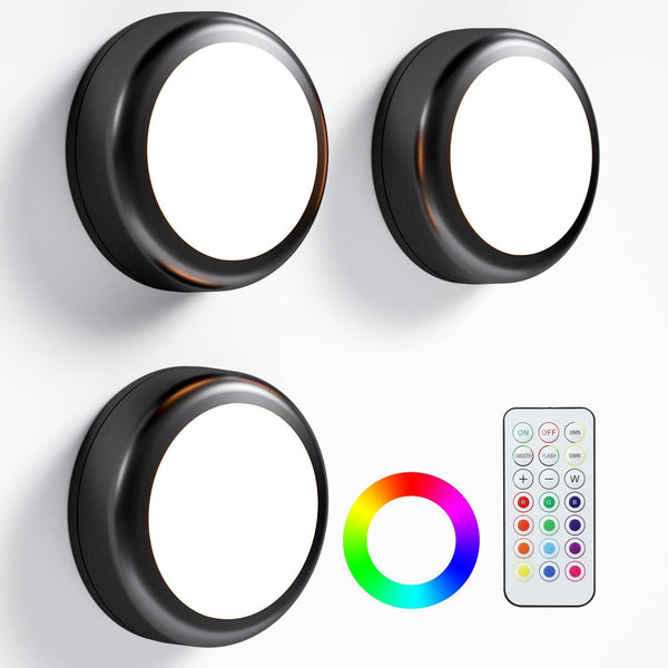 BESTDLCLITE LED Puck Lights with Remote, 13-Color Under Cabinet Lighting Wireless, Battery Operated