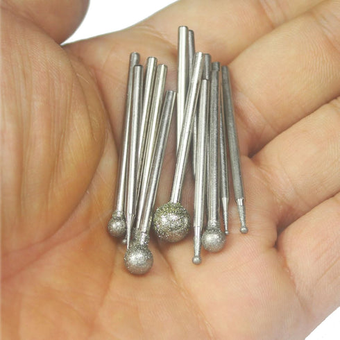 ?????? ???? 13 Pcs Ball Shape Diamond Burr - 3/32'' Shank Diamond Mounted Round Ball Burs for Rotary Tools