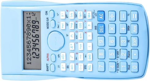 Scientific Calculator, 12 Digit Large Screen, 2 Line Fraction Calculator with Sliding Hard Cover for Students (Blue)