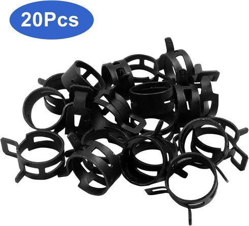 20 Pcs 0.86 Inch ID Spring Band Type Clamps, 22mm Fuel Hose Clamps Fasteners, Black Spring Hose Clip