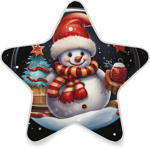 ALAZA Merry Christmas Snowman Tree Black Star Shaped LED Night Light Dusk