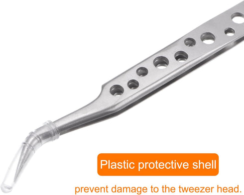 Precision Tweezers 122mm Elbow Pointed Hollow, Anti-slip Stainless Steel for Precision Parts Technology
