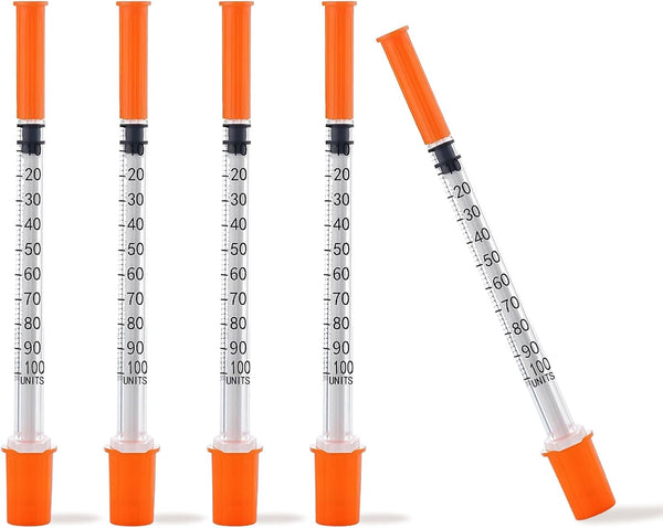 1ML Syringe with 31G 5/16" Needle, 100PACK Individually Wrapped Lab Supplies (1CC