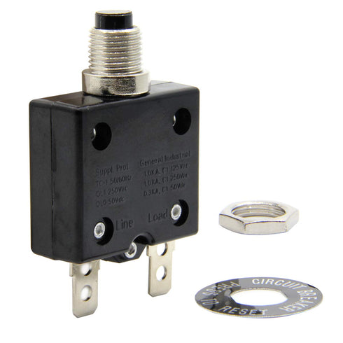 Push Button Thermal Circuit Breaker 10A L1 Series 125-250V AC 50V DC Manual Reset