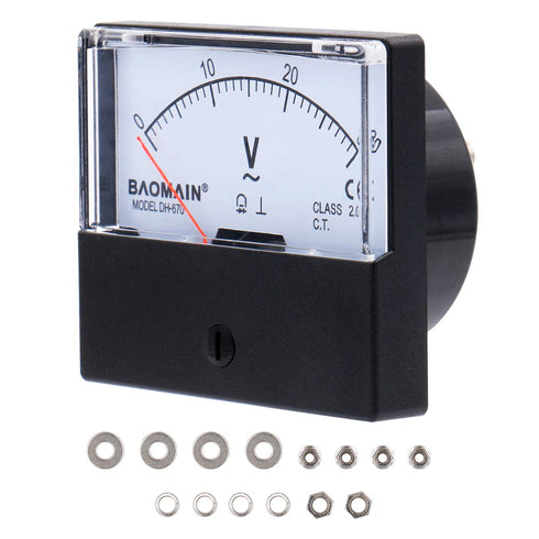 Baomain Voltmeter DH-670 AC 0-30V Rectangular Class 2.5 Analog Panel Voltage Meter