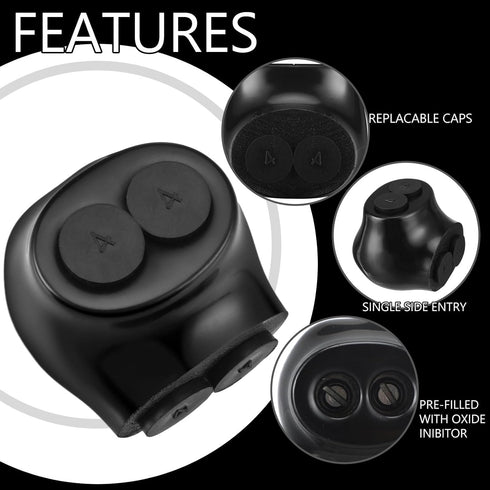 5 Pcs Insulated Multi Cable Connectors - 2 Port Single Entry Splice Electrical Power Connector Black