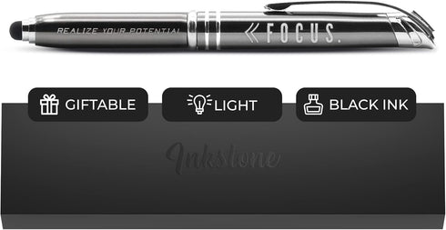 Inkstone FOCUS Motivational Business Penlight with Lighted Writing Tip and Stylus for Professional Men Women