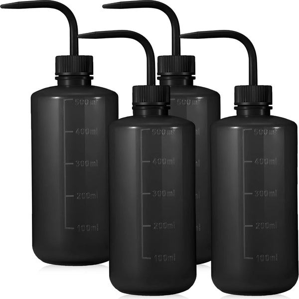 4 Pcs 500 ml Black Tattoo Wash Bottle, Lab Squeeze Bottles, Safety Rinse Bottle for Eyelash Extensions, Tattoo