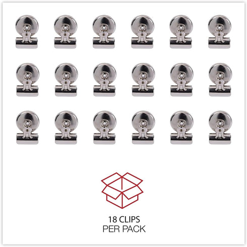 Universal Bulldog Magnetic Clips, 31260, Metal, Nickel-Plated, 18/PK, 1 1/4-Inch Wide, 7/16-Inch Capacity