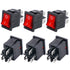 Twidec 6Pcs Rocker Switch AC 6A/125V 10A/250V DPST 4 Pins 2 Position ON/Off Red LED Light Illuminated Toggle Switch
