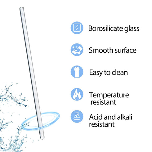 15 Pack Glass Stirring Rods, 6 inch Length, Diameter 6mm, Borosilicate Glass for Mixing Lab