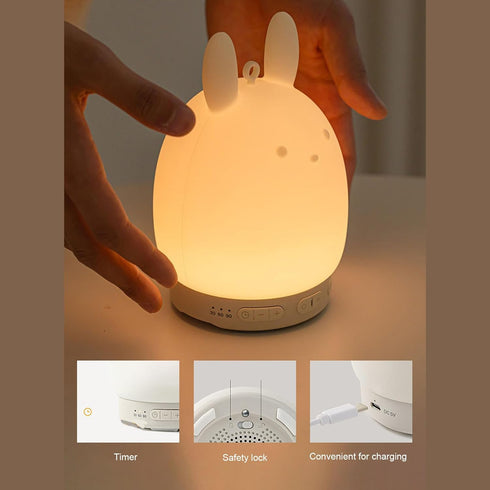 Qinlorgo 3 31 Bluetooth Speaker Night Light, Adorable Rabbit Design Speaker, Brightness Levels Light with White Noise