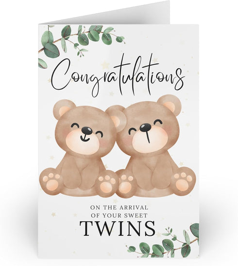 New Baby Twins Card, Congratulations Twins Greeting Card, Newborn Twin Babies Gift,
