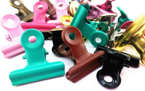 yueton 20pcs Mixed Color Metal Bulldog Clips, Utility Paper Clips, Hinge Clips for Home and Office Use