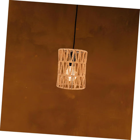 NUOBESTY Vintage Style Cylinder Lamp Shade Durable Paper Rope Pendant Light Cover for Restaurant Ceiling Light and Wall