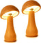 LONRISWAY 2 Pack Wooden Mushroom Lamp, Portable Cordless Small Rechargeable Battery Operated Lamp,Stepless