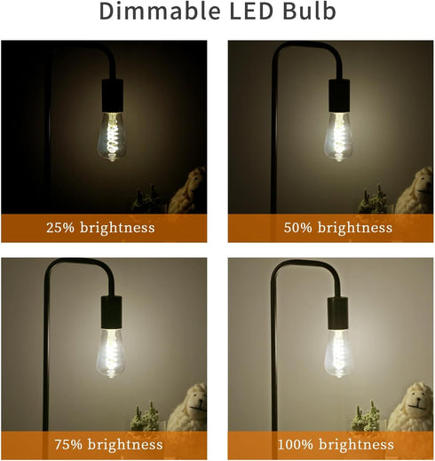 6 PCS Dimmable Vintage LED Edison Bulbs, 6W Equivalent, 4000K Natural White, Antique Spiral Filament, E26 Base