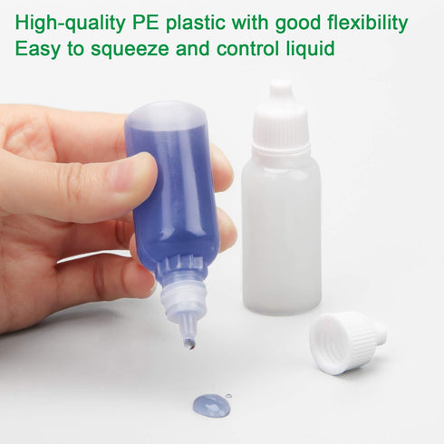 AHIER 50PCS 15ML Plastic Eye Dropper Bottles - Squeezable with Childproof Cap