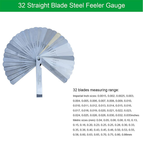 Vernier Caliper 6 Inch + Stainless Steel Feeler Gauge 32 Blade, 6" Stainless Steel Non-Digital Caliper