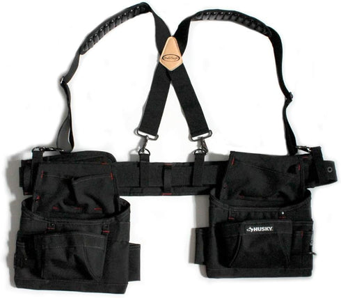 MELOTOUGH Tool Belt Suspenders with Flexible Adjustable Straps, Moveable Padded Shoulders & 4 Loop Attachments