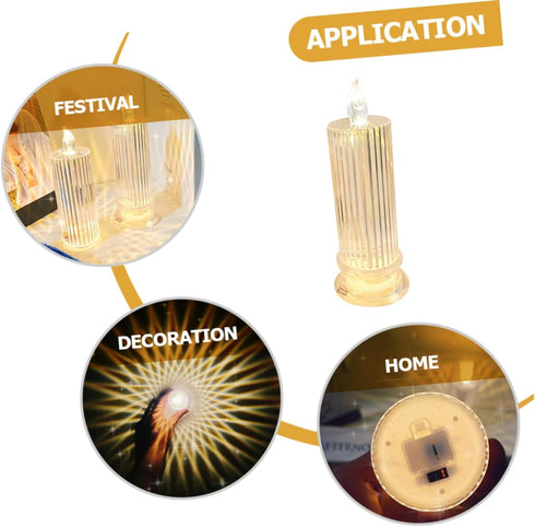 Cabilock LED Candle Light Bedside Night Lamp Crystal Refraction Romantic Atmosphere Decor Battery Operated for Bedroom