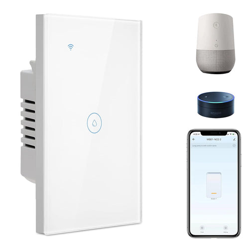 BSEED Smart Water Heater Switch, WiFi Touch Switch with Smart Life APP Control, 20A, White, Compatible with Alexa