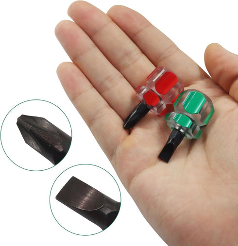 OSVJE 2 Set,Tinny Set, Pcs Ultra Short Mini Stubby Screwdriver Flat Head Tools Phillips Screwdriver Sewing Machine