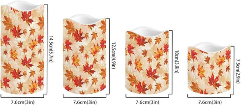 Cozeyat 4 Pack Fall Leaf Flameless Candles Battery Operated LED Pillar Candles with Remote Control Timer Color Changing