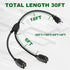 Elecan 2 30 (18+6+6)-3 1 2 Landscaping-16AWG 13A 125V-UL-1T2 Way Power Extension Cord Splitter Ft Total Prong