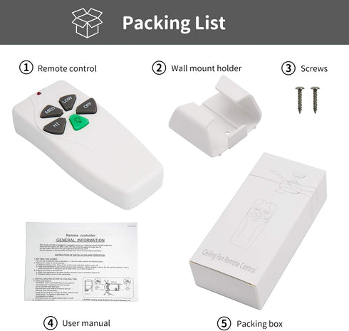 CENMING Bay,303.9MHz 3-Speed Dimmer, FAN-11T L3HFAN11T 35T1 CHQ8BT7030T UC7030T CHQ7030T 2AAZPFAN53T FAN-53T Ceiling