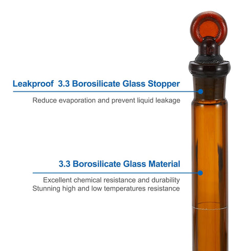 PATIKIL 50ml Volumetric Flask, 2Pcs Graduated Borosilicate Glass Measuring Flask with Glass Stopper
