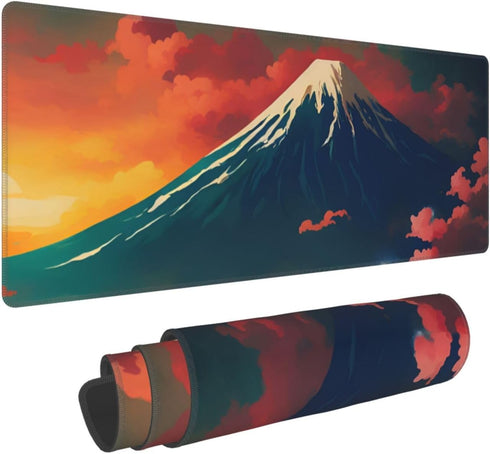Sunset Pink Clouds Mountain Gaming Mouse Pad XL, Large Non-Slip Rubber Mousepad, Long Extended Mouse Pad, 31.5'' X
