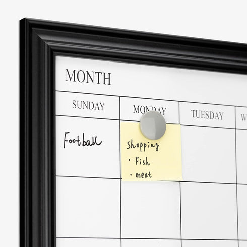 Navaris Framed Calendar Whiteboard for Wall, 18" x 24" Magnetic Dry Erase Monthly Planner, White Board with Frame,
