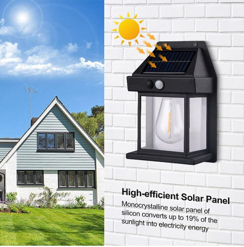 IP65 Surakey Solar Wall Lanterns Outdoor, Wireless Dusk to Dawn Lantern Motion Sensor LED Sconce Lights Waterproof