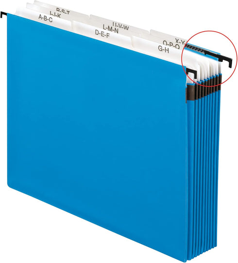Pendaflex 59225 Nine-Section Hanging Folder, Blue, 5 1/4", 1/5 Tab, Tabs and Labels, Letter Size
