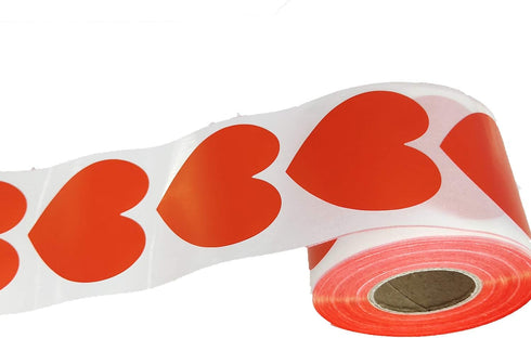 Red Heart Stickers for Happy Father's Day Crafting, 2" Natural Adhesive Labels, 500 Per Roll