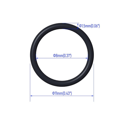 50 PCS Nitrile Rubber O Ring 11mm OD 8mm ID 1.5mm Width, Metric Buna-N NBR Sealing Gasket Plumbing, Gas, Automotive and Faucet Repair, Resist Oil and Heat O-Rings, Black