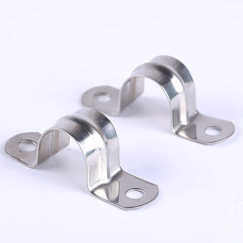 30Pcs Silver M12 Pipe Clamps 1/2 inch Rigid Pipe Strap Pipe Clamp Tools Stainless Steel Pipe Mounting Clamp U Bracket with 2 Holes U Clamps for Fixing Pipe or Cable Workholding Devices