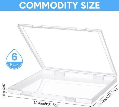 Kosiz 6 Pcs 12 x 12 Inch Paper Storage Case, Clear Portable Storage Box for Scrapbook, Documents, Office Supplies