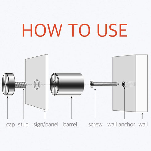 5/8" x 1" Wall Standoff Mounts Screws, Lantee 8 Pcs Stainless Steel Mounting Hardware for Signs, Glass, Panels